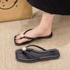 Spring and Summer Footwear Plus Size Flat-bottomed Square Toe Flip-flops Women's Shoes Sandals.