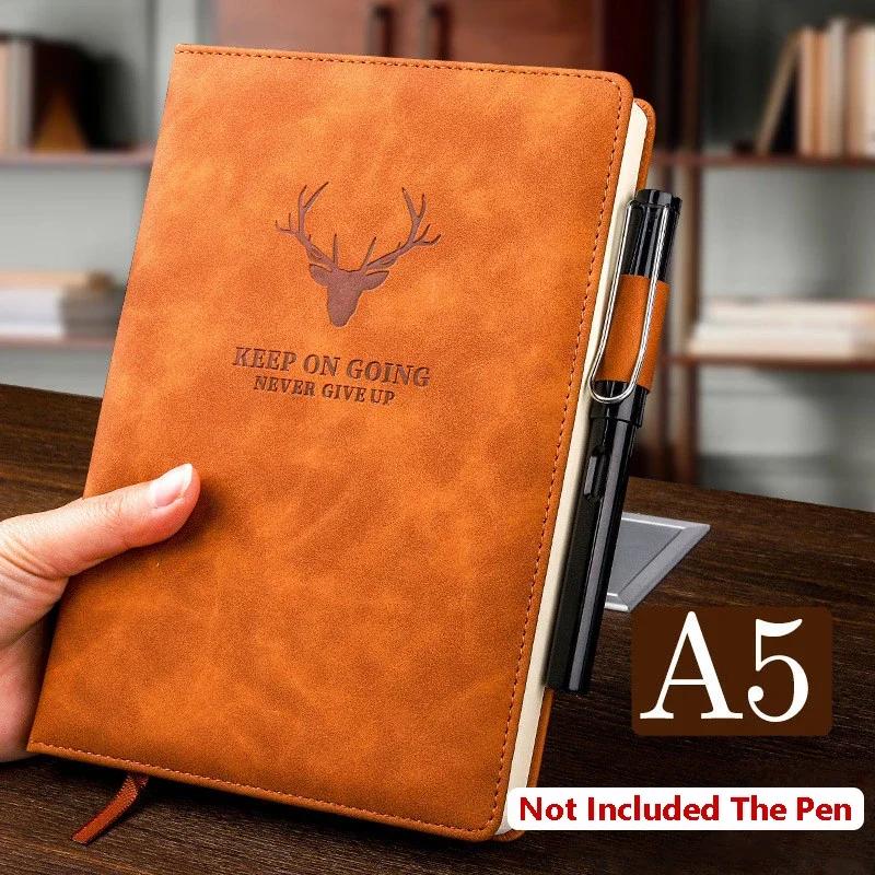 360 Pages Portable Extra-thick Wax-feeling Leather A5 Log Notebook for Daily Work Office School Supplies Korean Stationery