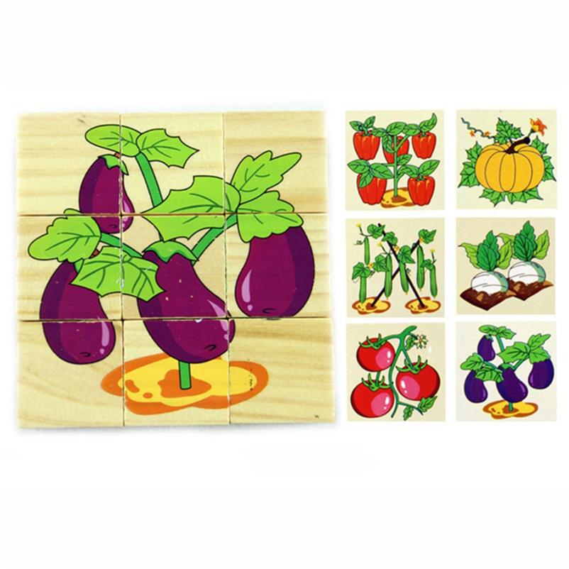 Farm Animal Six Patterns Nine Dimensional Puzzle Cartoon Building Blocks Kids Educational Toy