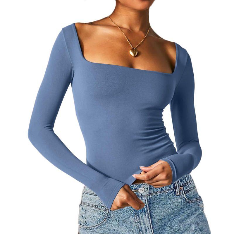 Long Sleeved Square Neck Sexy Base Shirt Long Sleeve Square-Neck Sexy Base Shirt