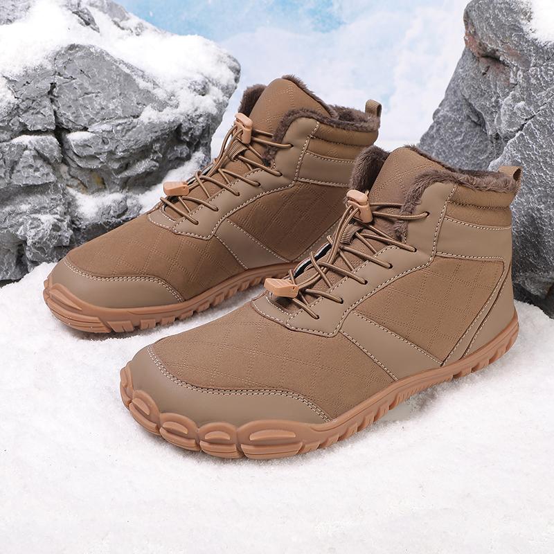 TUINANLE Winter Footwear Barefoot Shoes Womens Hiking Boots Wide Toe Box Walking Shoes Men Plush Boots
