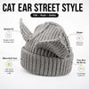 Stretchable Knit Cat Ear Beanie Yarn Striped Beanie Gifts Knitted Beanie Hat  Women and Men