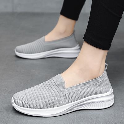Leichte und transparente neue Fliegenstrick-Damenschuhe für den Herbst, Slipper-Freizeitschuhe, atmungsaktive modische Damen-Einzelschuhe
