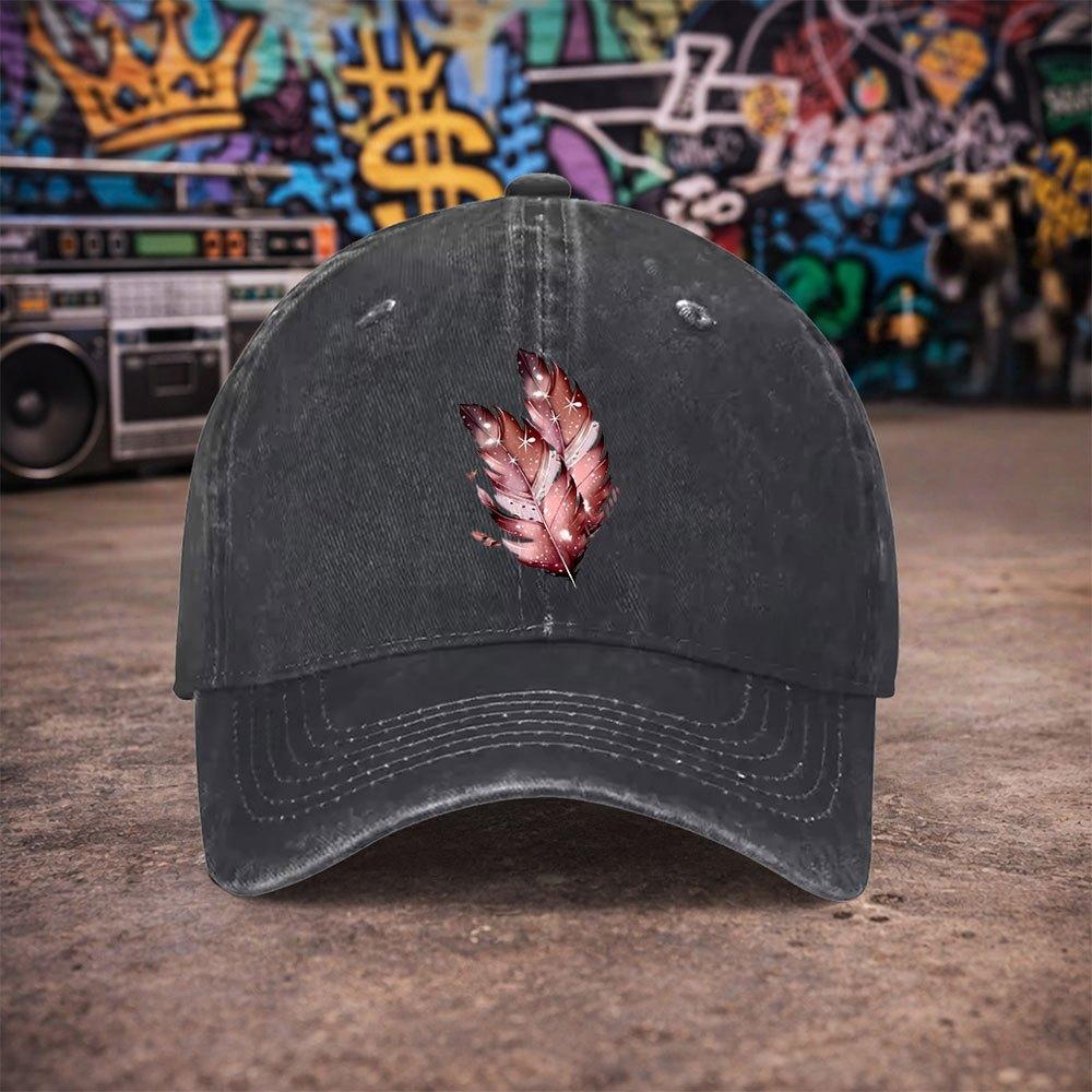 Pc Unisex Dreamy Starlight Feather Vintage Washed Baseball Cap UnisexS Trendy Hat Versatile Duckbill Cap Fun Print Unique