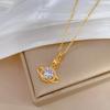 Planet Galaxy Light Luxury Temperament Full Diamond Necklace Women'S Versatile Clavicle Chain Titanium Steel Chain