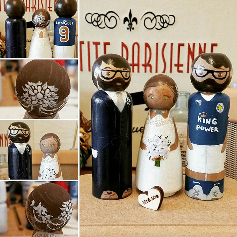 Men Shape Peg Dolls Natural Hardwood Unfinished DIY Wedding Cake Topper Home Decor Kids Toys Crafts 10PCS/Set