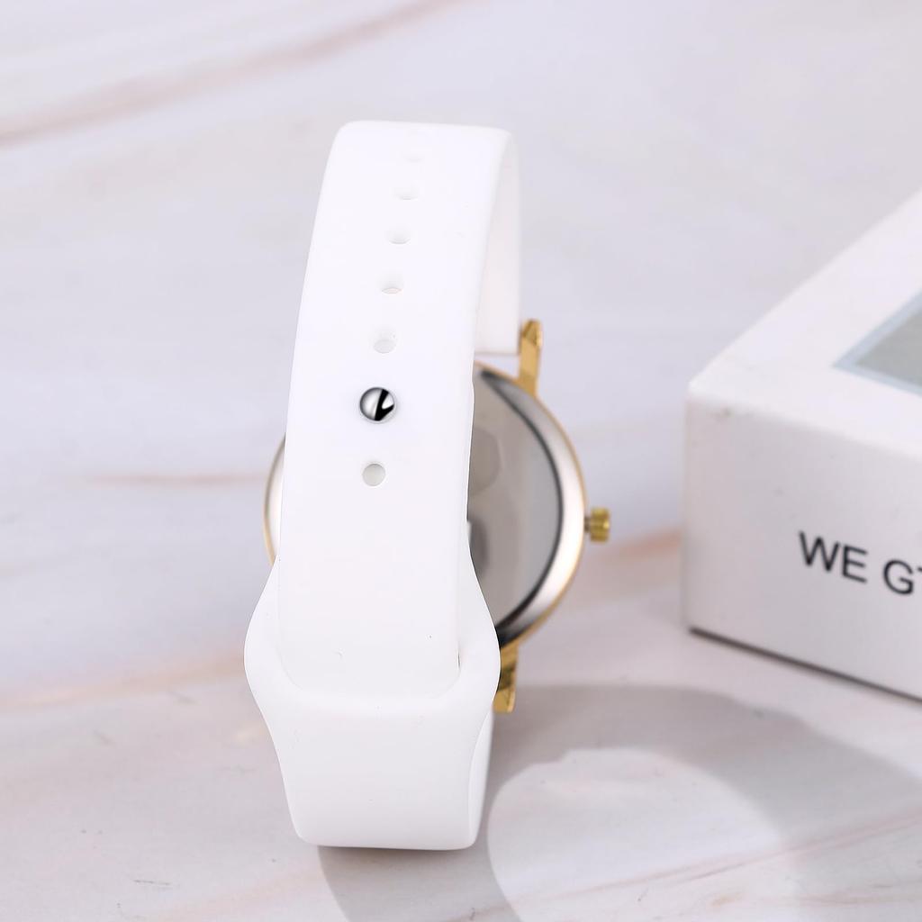 Silicone Adjustable Arabic Large Analog Quartz Business Use Perfect for or As a Gift for Her Women's Watch, Waterproof, Color Length, Numerals,