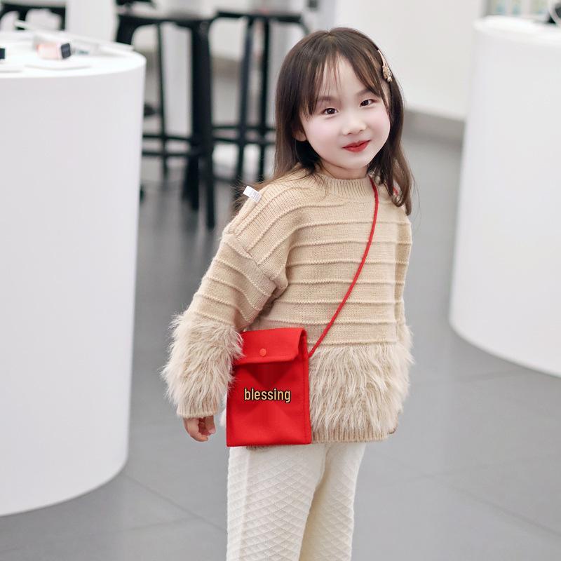 Large Capacity Crossbody Coin Purse for Kids - Cute Chinese New Year Design