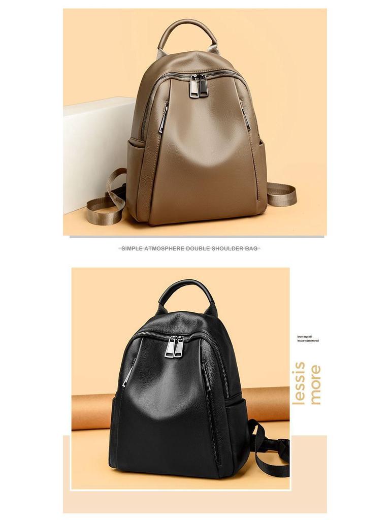 Women's Genuine Leather Large Capacity Fashion Travel Backpack