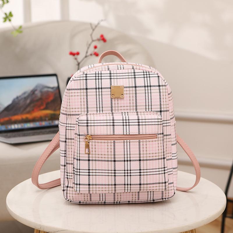 Women's backpack summer and autumn new trend fashion plaid print backpack handbag one piece