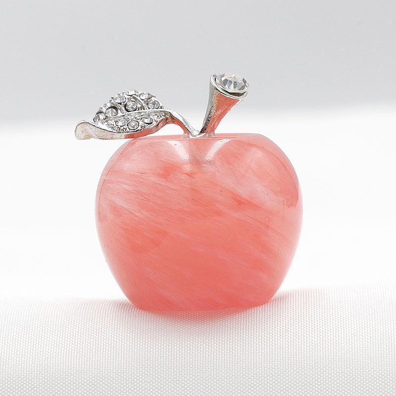 30mm Natural Rose Quartz Crystal Agate Apple Decoration Ornament