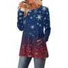 Women's Christmas Printed Round-neck Long-sleeved Top With Pockets And Side Slits
