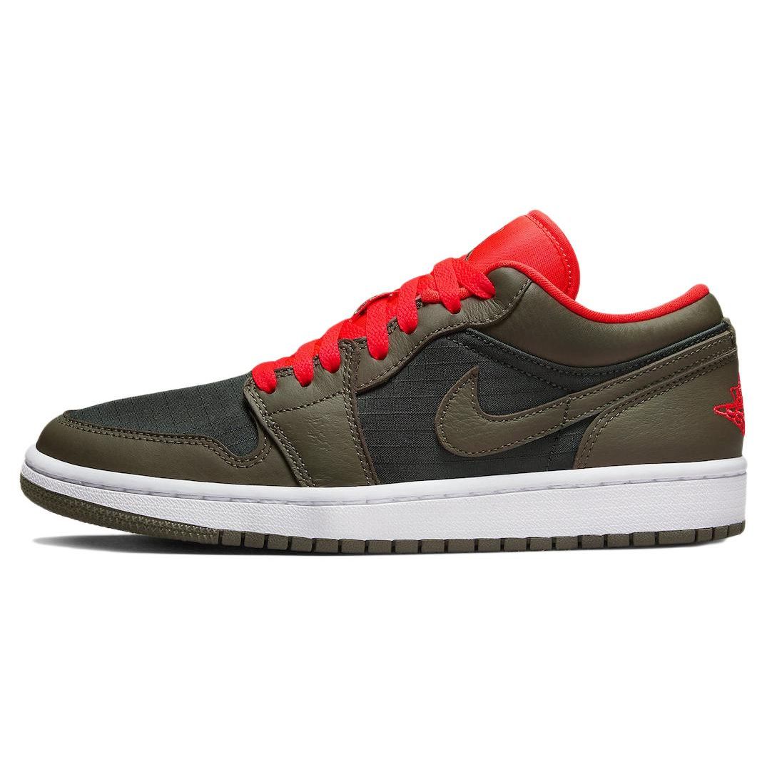 

Air Jordan 1 Low SE Black Olive Bright Crimson Women Sneakers DQ6076-002 40