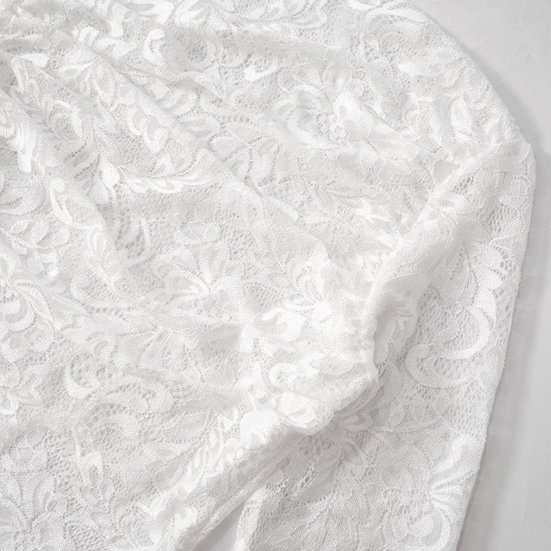 Backless Lace Floral Sheer Slimming Long Sleeve Street Style Dress