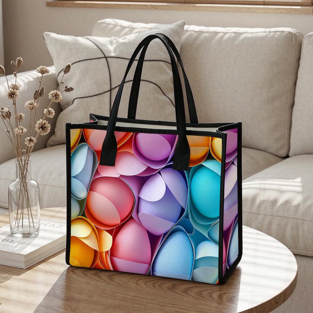 Colorful Geometric Tote Bag Fashion Large Capacity Casual Handbag for Daily Shopping Travel