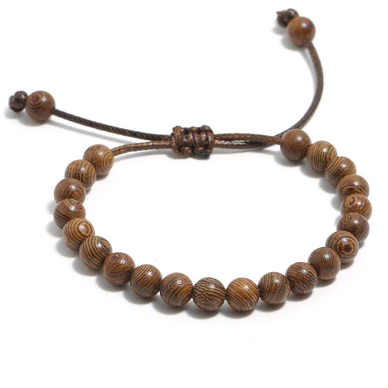 Vintage 8MM Wooden Beads Bracelet for Men Meditation Buddha Charm Bracelets Women Healing Balance Payer Jewelry Adjustable