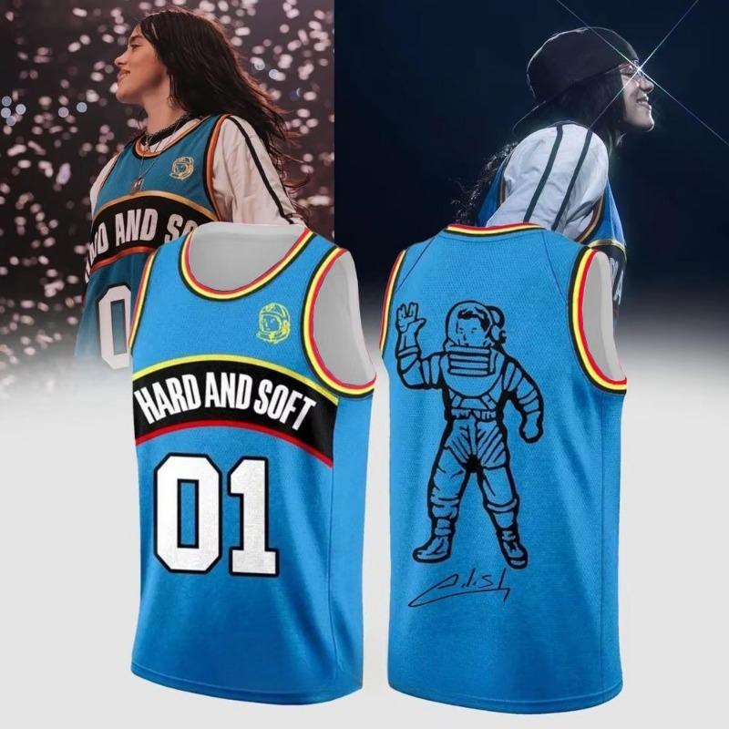 Hip Hop Y2K Streetwear Eilish Hit Me Hard and Soft Tour 2026 Amerika Vintage Basketballtrikot Fans Weste Sommer Familien-Partnerlook 3XL blue