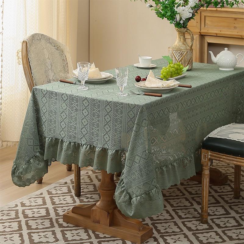 2025 New Square Decoration Table Cloth French Retro Lace Tablecloth Rectangle Dustproof Table Cover Luxury Retro Lace Tablecloth
