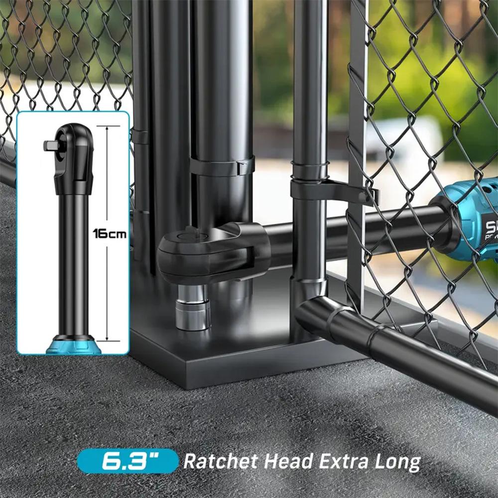 Seesii 6,3'' Verlängertes Elektrisches Ratsche-Schraubenschlüssel-Set 21V 3/8" Akku-Elektroschrauber 80Nm Winkel-Schraubenschlüssel für Makita 18V Batteriepin