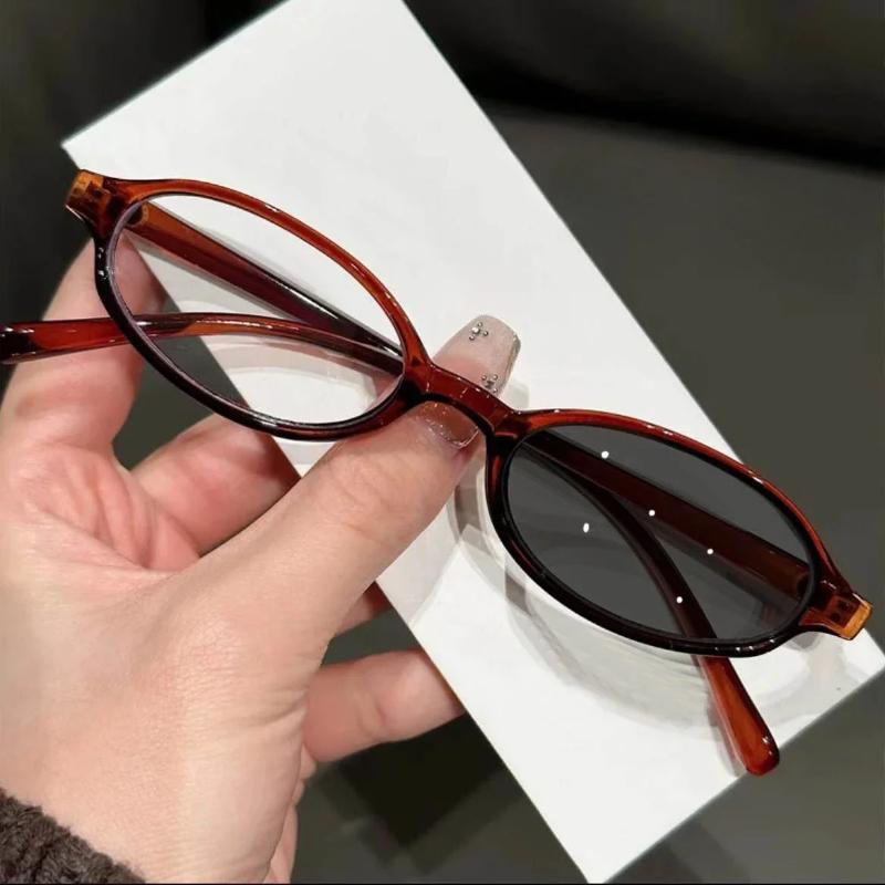 Small Oval Frame Pochromic Glasses Trendy Ultralight Color Changing Myopia Eyeglasses Men Women Retro Anti Blue Light Glasses