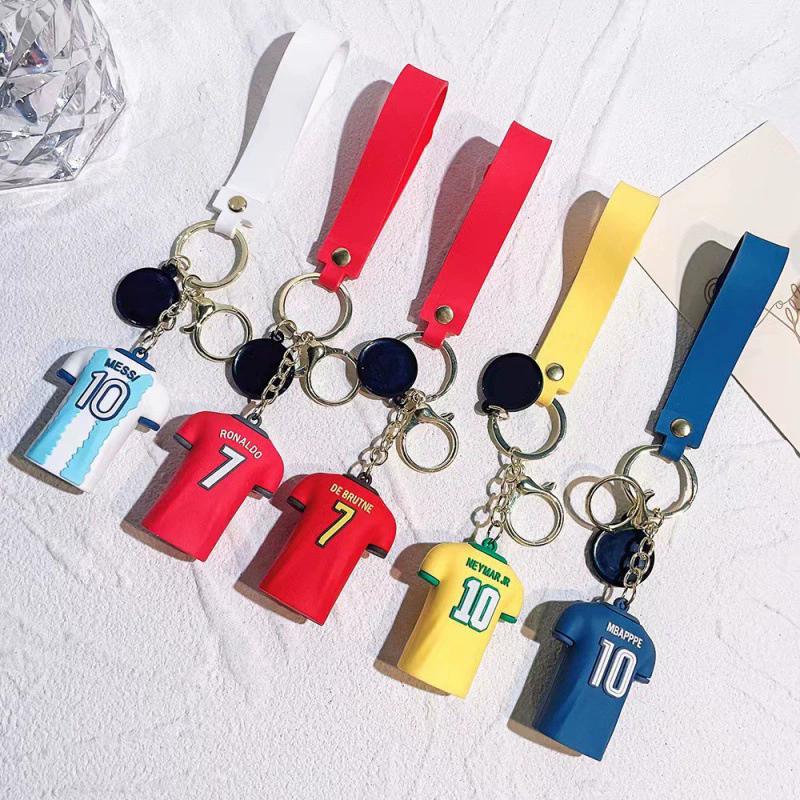 1Pc Silicone Football Jersey Keychains - Sporty Football Match Souvenirs, Boys' Backpack Charms, Car Key Accessories, Ideal Gift for Sports Fans|