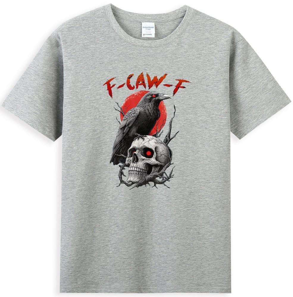 Fcawf Black Crow Funny Bird With Skull Halloween Gothic Tshirt