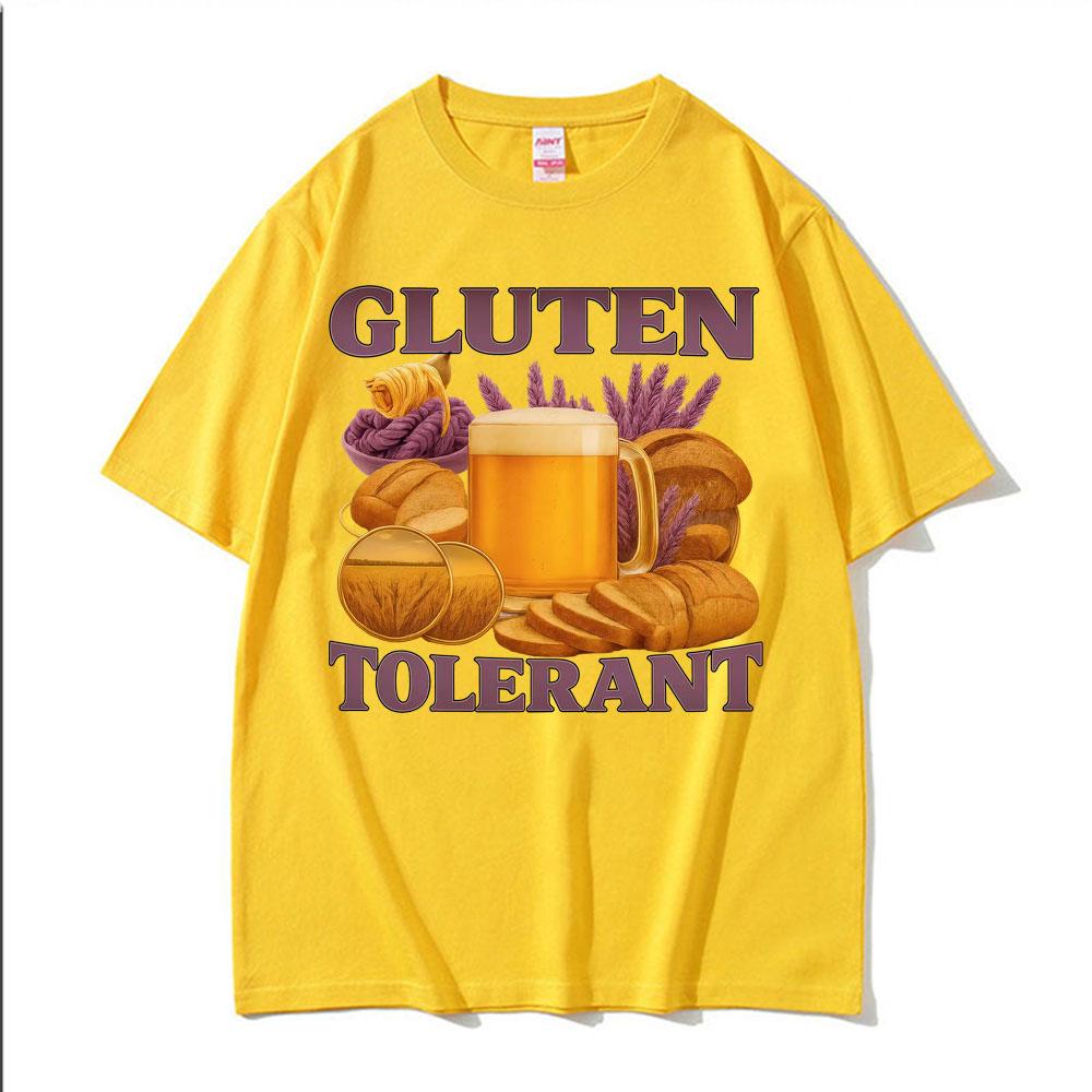 Gluten Tolerant Funny T Shirt Gluten Intolerant Lactose Meme Tee Shirt Unisex Women Fashion Vintage Humor Short Sleeve Tshirt Tops