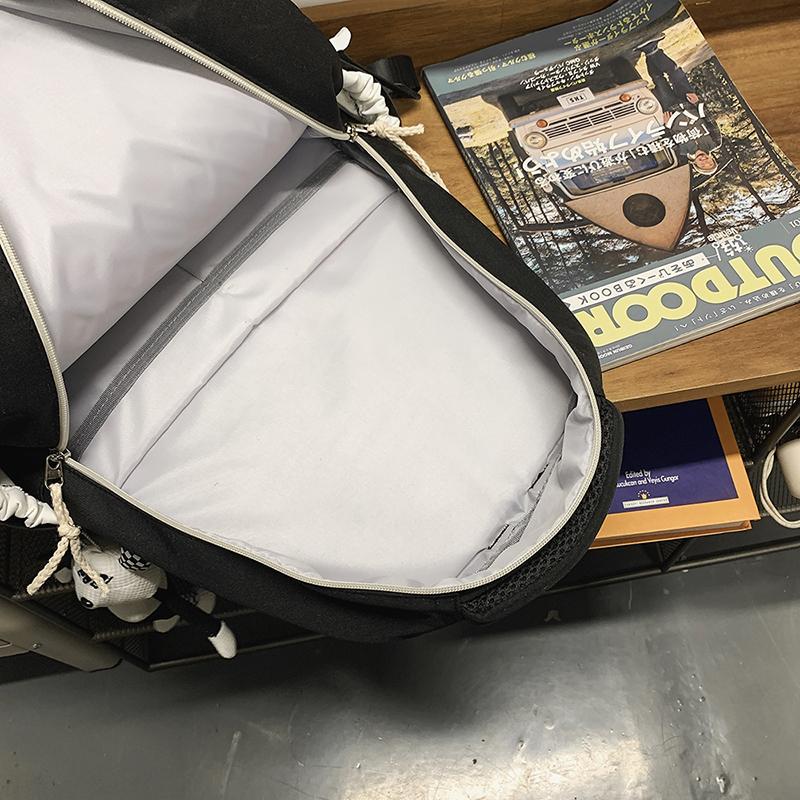 Women Contrast Color Stitching Backpack High School Students Schoolbag Men Large Capacity Backpack