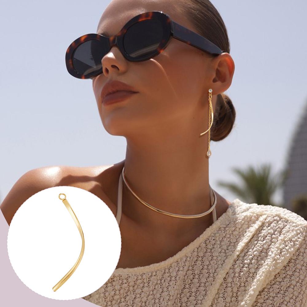 30Pcs 304 Stainless Steel Pendants Twist Real 18K Gold Plated 40x2x1mm Hole: 1.6mm