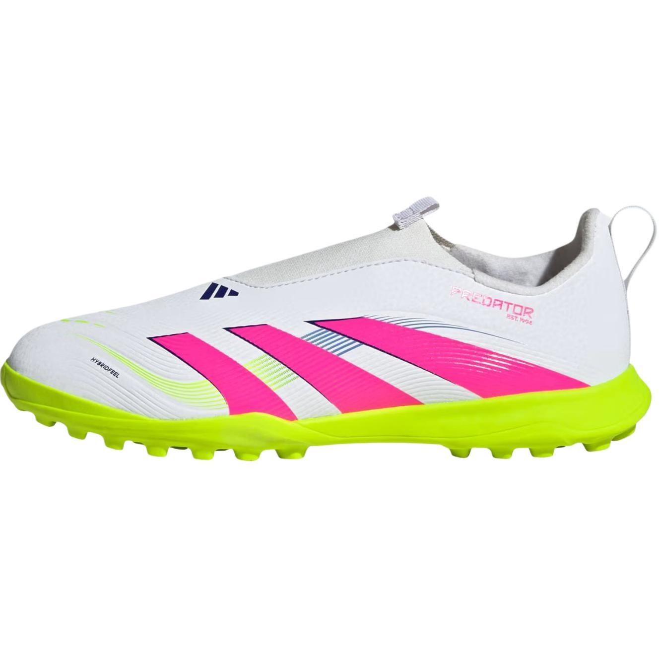 (GS) adidas Predator League Laceless Turf Cloud White Lucid Pink Lucid Lemon Kids ID3816 EU 38⅔
