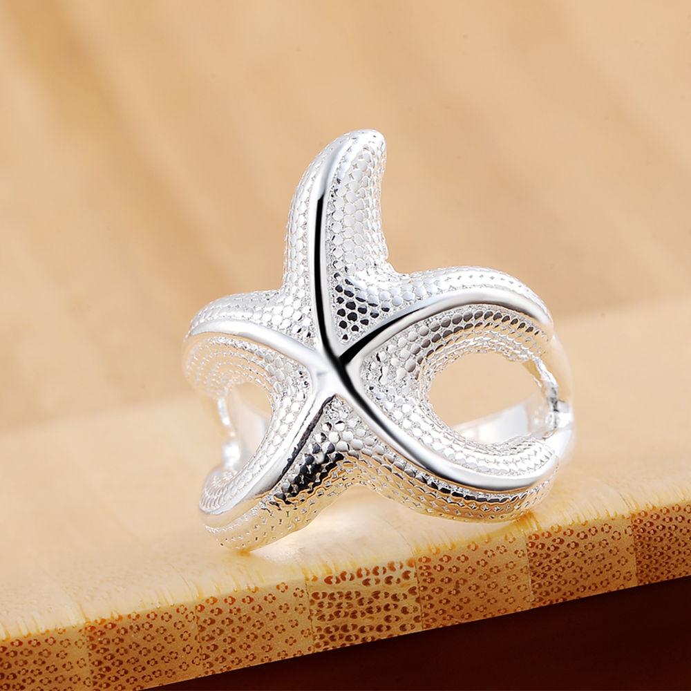 925 Sterling Silver Fashion Star Ring Wedding Jewelry