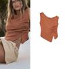 Spring and Summer New Women's Clothing Wide Round Neck off-the-Shoulder Silm Fashion Sleeveless Asymmetric Collar Sweater 3920264