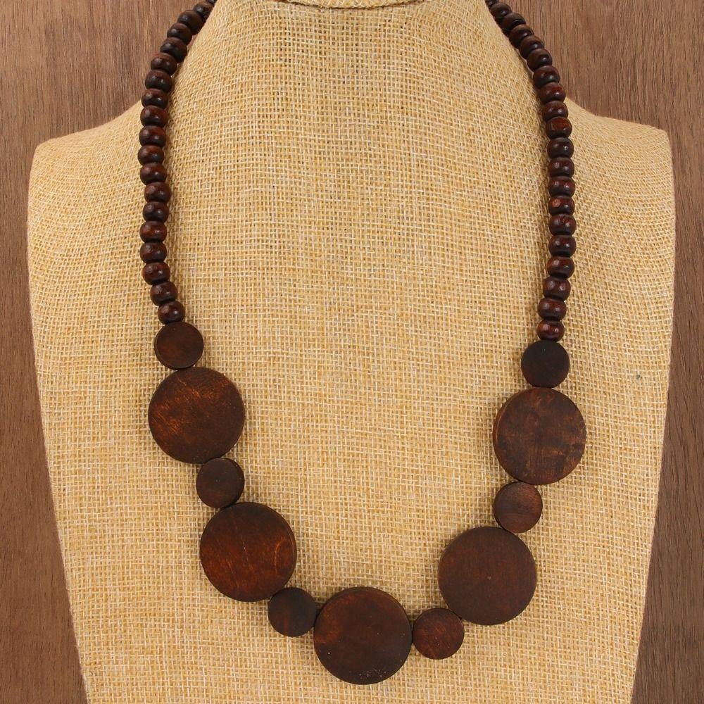 Necklace Sweater Chain Bangle Hand Rope Simple Wooden Beaded Jewelry Set  Girl