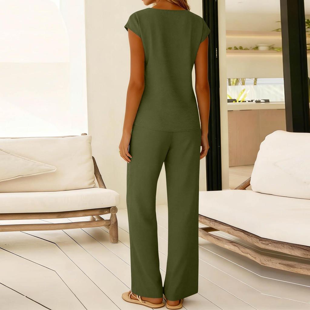 Women Sleeveless V Neck Jumpsuit with Adjustable Waist and Wide Leg Design for Comfortable All Day Wear
