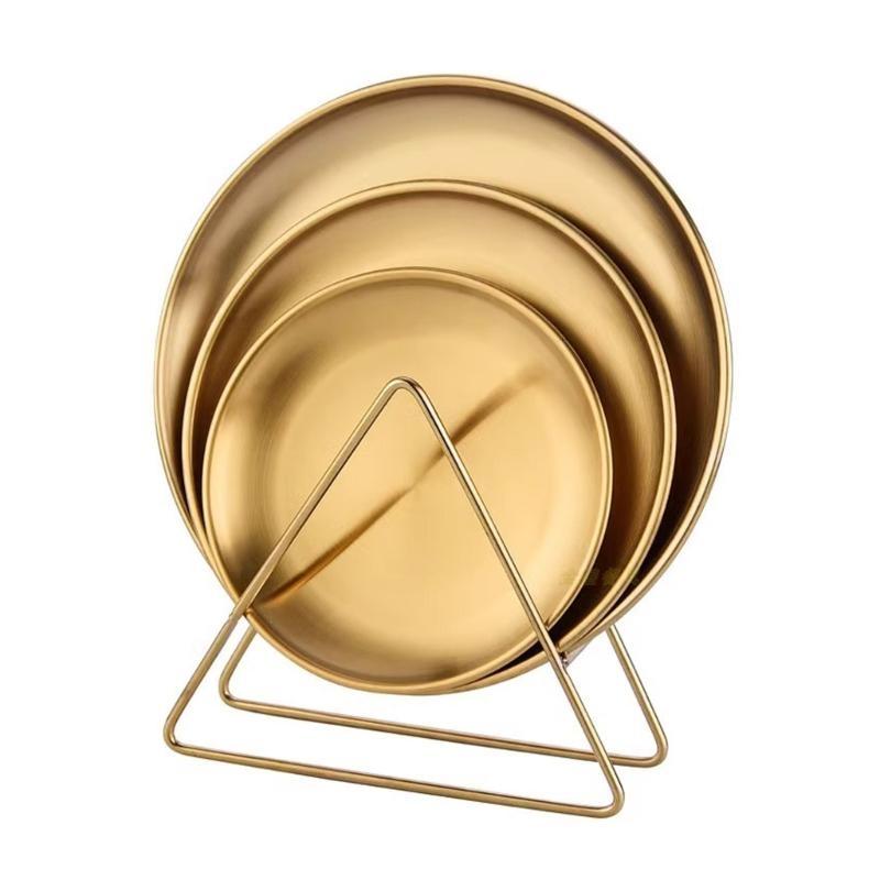 Stainless Steel Bone Spitting Dish Fruit Cake Dish Round Plate Dining Table Garbage Dish Dried Fruit Snacks Plate Tray
