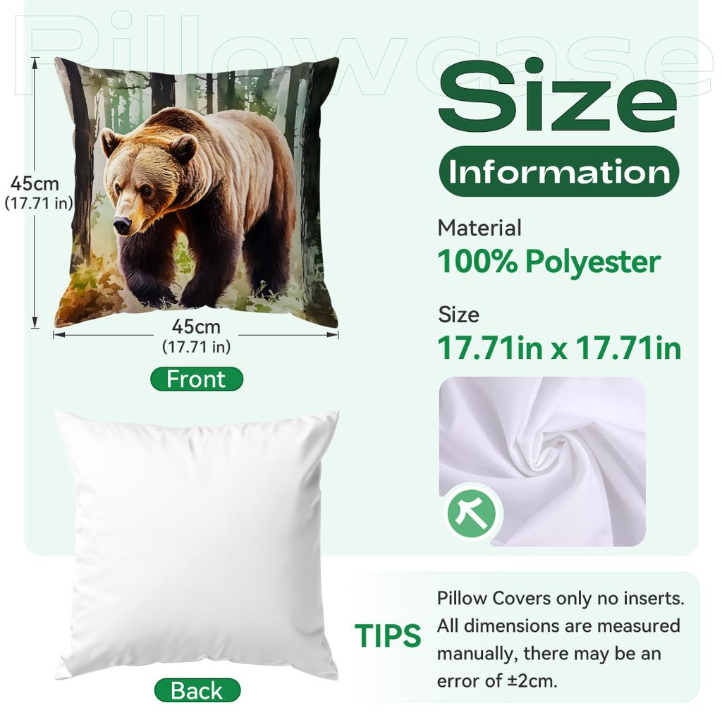 1pcs Jungle Series Pillowcase Square Bedroom Cushion Covers Zipper Living Soft Home Comfortable Decor 45x45cm