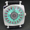VINTAGE HAND-WINDING SWISS POKER FACE MENS REFURBISHED SEA GREEN WATCH A700946-5 R205a-a700946