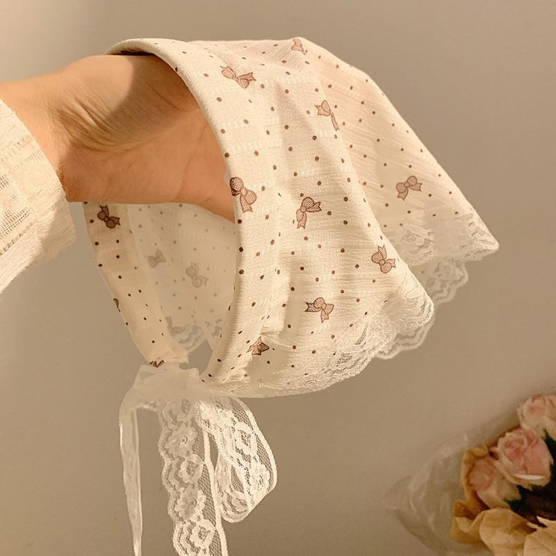 The New Summer Ins High-end Lace Headscarf Pastoral Style Baotou Triangle Scarf Headband Female Light Luxury Headdress Hair Accessories