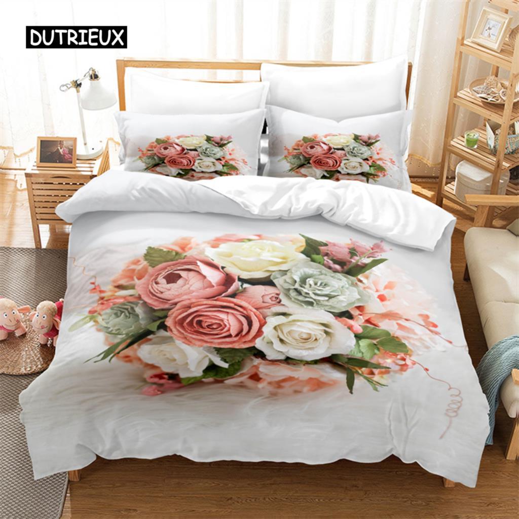 Pink Roses Bedding Set Duvet Cover Set 3d Bedding Digital Printing Bed Linen Queen Size Bedding Set Fashion Design