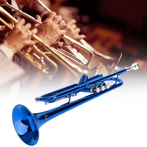 Professional Trumpet, Brass Instrument, Excellent Resonance, Fine Tone, Suitable for Beginners (Blue)