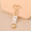 Cute Alloy Love Heart Keychain Women Girls Pearl Bowknot Key Ring Pendants Handbag Decor DIY Handmade Key Chain Gifts