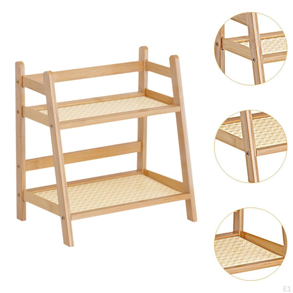 2 Layer Bamboo Organizer for Cups And Skincare on Countertop