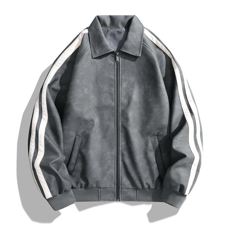 Spring and autumn new men's locomotive style PU leather jacket trendy brand American European size loose leather jacket