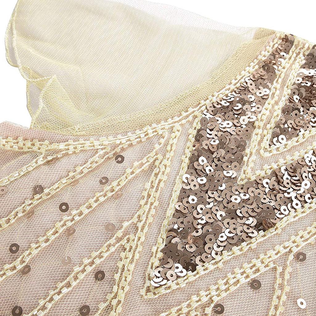 Women Vintage 1920s Bead Fringe Sequin Lace Party Flapper Cocktail Prom Dress