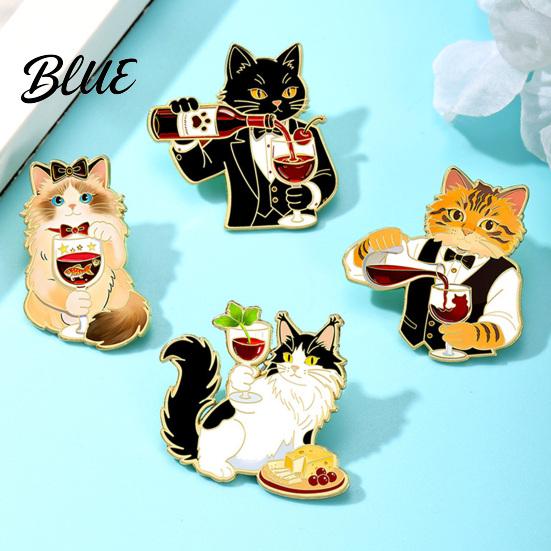 Enamel Animal Brooch Cartoon Red Wine Cat Brooch Kitten Lapel Themed Jewelry Pin Jackets Backpacks Clothes Decorative Accessory for Women Men Pin
