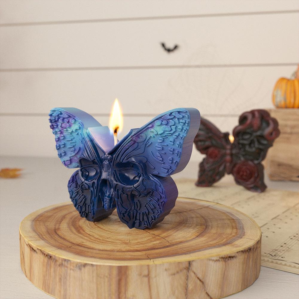 DIY Skeleton Butterfly Candle Silicone Mold Halloween Snakehead Soap Paste Craftsmanship Dropping Mold Holiday Decoration
