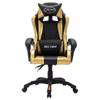 Gaming Chair with RGB LED Lights Gold and Black Faux Leather