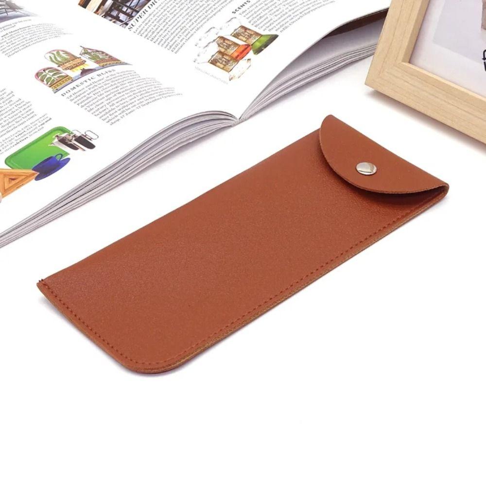 Solid Color PU Leather Glasses Bag With Metal Buckle Mini Cosmetic Bag Lipstick Storage Bag  Ladies