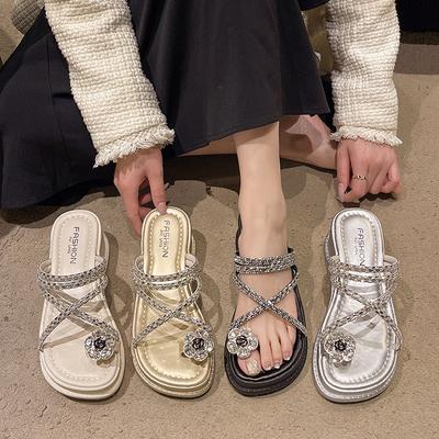 Nieuwe strass over teen sandalen damesmode twee manieren om te dragen dikke zool coole slippers, mode en lichtgewicht teen dames sandalen