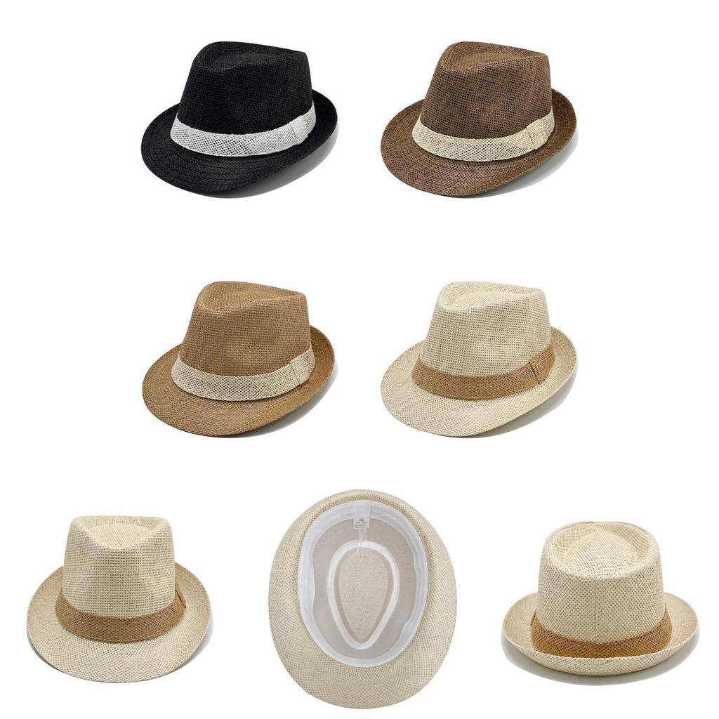 British Jazz Style Straw Hat For Men With Wide Brim Sun Protection For Beach And Casual Wear